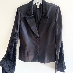Cache Black Beaded Blazer size 8 y2k